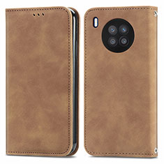 Funda de Cuero Cartera con Soporte Carcasa S04D para Huawei Nova 8i Marron