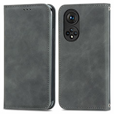 Funda de Cuero Cartera con Soporte Carcasa S04D para Huawei Nova 9 Gris