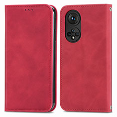 Funda de Cuero Cartera con Soporte Carcasa S04D para Huawei Nova 9 Pro Rojo