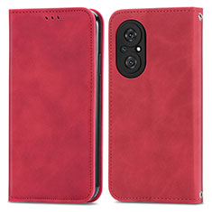 Funda de Cuero Cartera con Soporte Carcasa S04D para Huawei Nova 9 SE Rojo