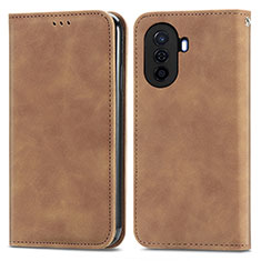 Funda de Cuero Cartera con Soporte Carcasa S04D para Huawei Nova Y71 Marron