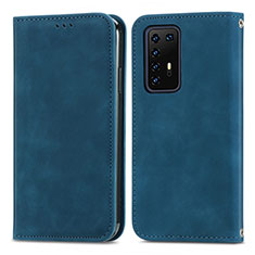 Funda de Cuero Cartera con Soporte Carcasa S04D para Huawei P40 Pro Azul