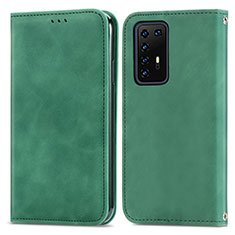 Funda de Cuero Cartera con Soporte Carcasa S04D para Huawei P40 Pro Verde