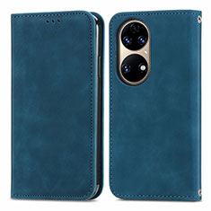 Funda de Cuero Cartera con Soporte Carcasa S04D para Huawei P50 Azul