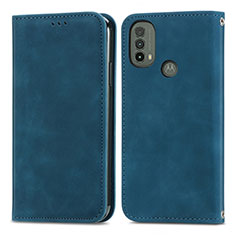 Funda de Cuero Cartera con Soporte Carcasa S04D para Motorola Moto E20 Azul