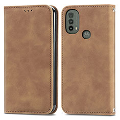 Funda de Cuero Cartera con Soporte Carcasa S04D para Motorola Moto E20 Marron