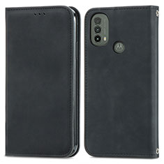 Funda de Cuero Cartera con Soporte Carcasa S04D para Motorola Moto E30 Negro