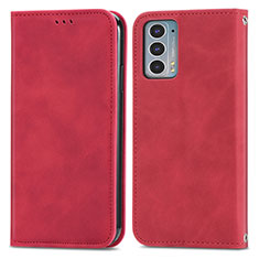 Funda de Cuero Cartera con Soporte Carcasa S04D para Motorola Moto Edge 20 5G Rojo