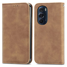 Funda de Cuero Cartera con Soporte Carcasa S04D para Motorola Moto Edge Plus (2022) 5G Marron