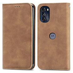 Funda de Cuero Cartera con Soporte Carcasa S04D para Motorola Moto G 5G (2022) Marron