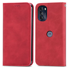 Funda de Cuero Cartera con Soporte Carcasa S04D para Motorola Moto G 5G (2022) Rojo