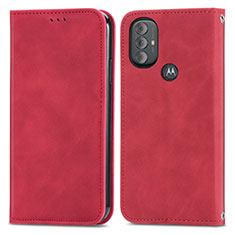 Funda de Cuero Cartera con Soporte Carcasa S04D para Motorola Moto G Play Gen 2 Rojo