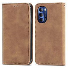 Funda de Cuero Cartera con Soporte Carcasa S04D para Motorola Moto G Stylus (2022) 4G Marron