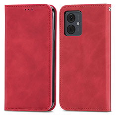 Funda de Cuero Cartera con Soporte Carcasa S04D para Motorola Moto G14 Rojo