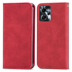 Funda de Cuero Cartera con Soporte Carcasa S04D para Motorola Moto G23 Rojo