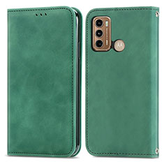 Funda de Cuero Cartera con Soporte Carcasa S04D para Motorola Moto G60 Verde