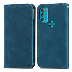 Funda de Cuero Cartera con Soporte Carcasa S04D para Motorola Moto G71 5G Azul