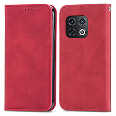 Funda de Cuero Cartera con Soporte Carcasa S04D para OnePlus 10 Pro 5G Rojo