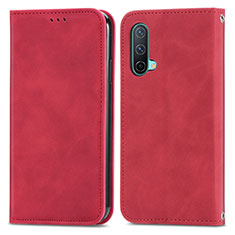 Funda de Cuero Cartera con Soporte Carcasa S04D para OnePlus Nord CE 5G Rojo