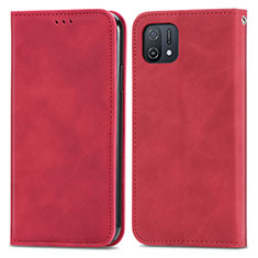 Funda de Cuero Cartera con Soporte Carcasa S04D para Oppo A16e Rojo