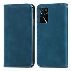 Funda de Cuero Cartera con Soporte Carcasa S04D para Oppo A16s Azul