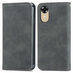 Funda de Cuero Cartera con Soporte Carcasa S04D para Oppo A17K Gris