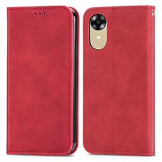 Funda de Cuero Cartera con Soporte Carcasa S04D para Oppo A17K Rojo