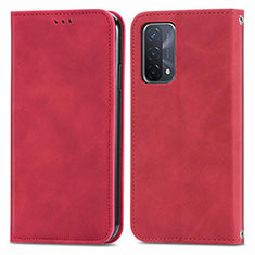 Funda de Cuero Cartera con Soporte Carcasa S04D para Oppo A54 5G Rojo