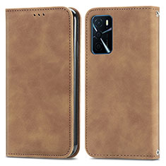 Funda de Cuero Cartera con Soporte Carcasa S04D para Oppo A54s Marron