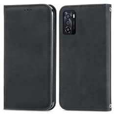 Funda de Cuero Cartera con Soporte Carcasa S04D para Oppo A55S 5G Negro