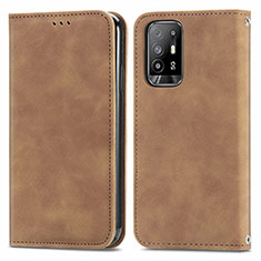 Funda de Cuero Cartera con Soporte Carcasa S04D para Oppo A94 5G Marron