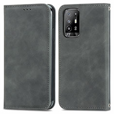 Funda de Cuero Cartera con Soporte Carcasa S04D para Oppo A95 5G Gris