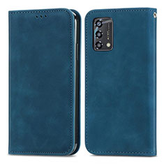 Funda de Cuero Cartera con Soporte Carcasa S04D para Oppo F19 Azul