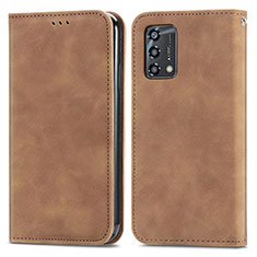 Funda de Cuero Cartera con Soporte Carcasa S04D para Oppo F19 Marron