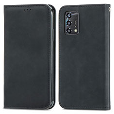 Funda de Cuero Cartera con Soporte Carcasa S04D para Oppo F19 Negro