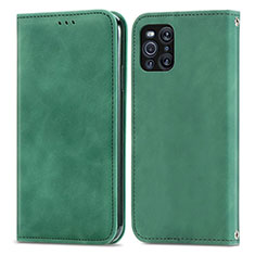 Funda de Cuero Cartera con Soporte Carcasa S04D para Oppo Find X3 5G Verde