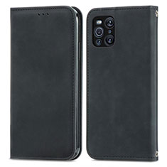 Funda de Cuero Cartera con Soporte Carcasa S04D para Oppo Find X3 Pro 5G Negro