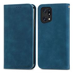 Funda de Cuero Cartera con Soporte Carcasa S04D para Oppo Find X5 5G Azul