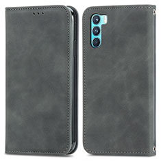 Funda de Cuero Cartera con Soporte Carcasa S04D para Oppo K9 Pro 5G Gris