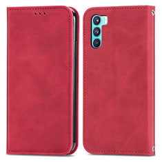 Funda de Cuero Cartera con Soporte Carcasa S04D para Oppo K9 Pro 5G Rojo