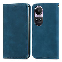 Funda de Cuero Cartera con Soporte Carcasa S04D para Oppo Reno10 5G Azul