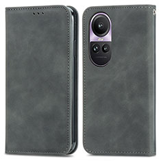 Funda de Cuero Cartera con Soporte Carcasa S04D para Oppo Reno10 5G Gris