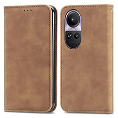 Funda de Cuero Cartera con Soporte Carcasa S04D para Oppo Reno10 5G Marron