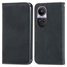 Funda de Cuero Cartera con Soporte Carcasa S04D para Oppo Reno10 5G Negro