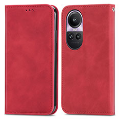 Funda de Cuero Cartera con Soporte Carcasa S04D para Oppo Reno10 5G Rojo