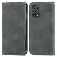 Funda de Cuero Cartera con Soporte Carcasa S04D para Oppo Reno6 Lite Gris