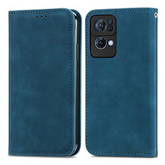 Funda de Cuero Cartera con Soporte Carcasa S04D para Oppo Reno7 Pro 5G Azul