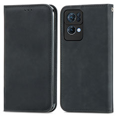 Funda de Cuero Cartera con Soporte Carcasa S04D para Oppo Reno7 Pro 5G Negro