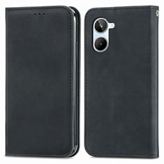 Funda de Cuero Cartera con Soporte Carcasa S04D para Realme 10 4G Negro