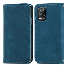 Funda de Cuero Cartera con Soporte Carcasa S04D para Realme 8 5G Azul